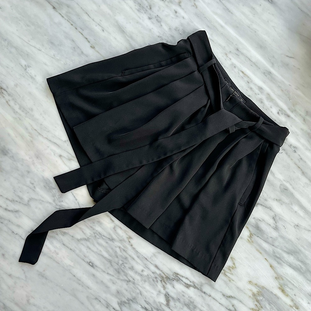 ZARA | Bow Trim Skort in Dark Navy
